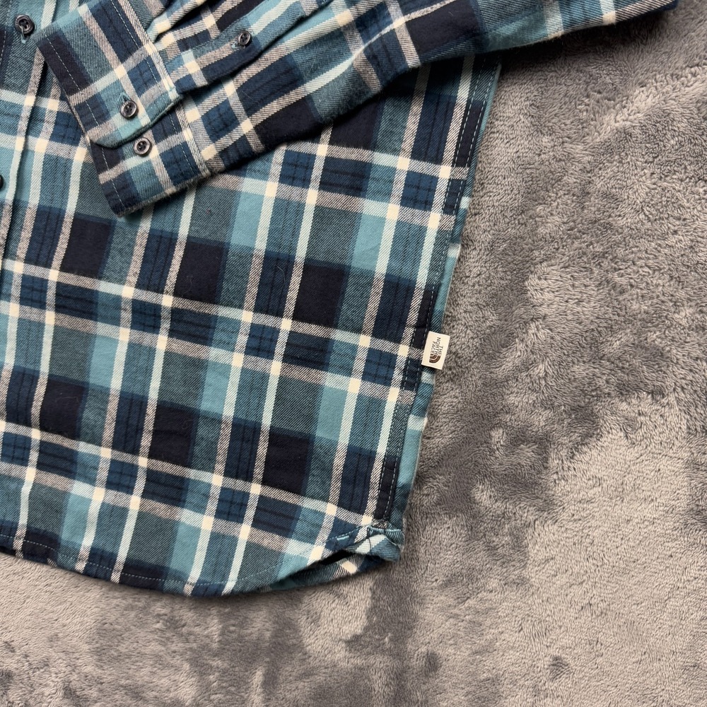 The North Face Button Down Shirt Mens XL Blue Plaid Long Sleeve Cotton NF0A5A8J - Picture 3 of 11